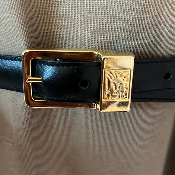EUC Anne Klein for Calderon Narrow Navy Leather Belt Sz L - Picture 1 of 10
